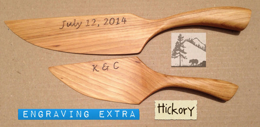 Hickory Wedding cake cutter & server, rustic chic barn farm country western southern vintage outdoor desert  beach  Eco-Friendly