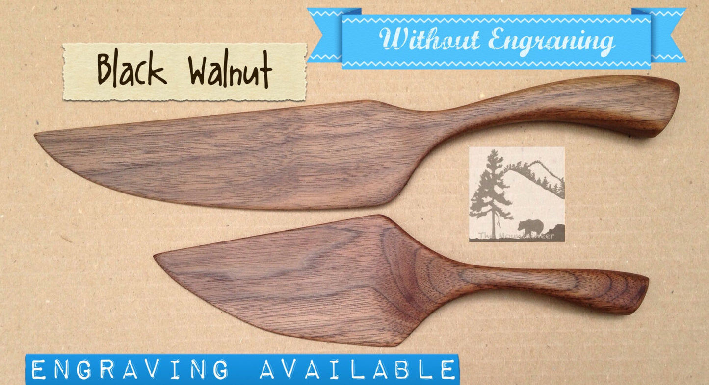 Hickory Wedding cake cutter & server, rustic chic barn farm country western southern vintage outdoor desert  beach  Eco-Friendly