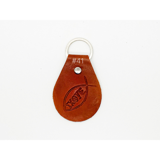 Leather Key Fob Christian Symbol