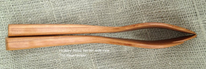 Salad Server set handmade in Hickory wood Sassafras leaf design