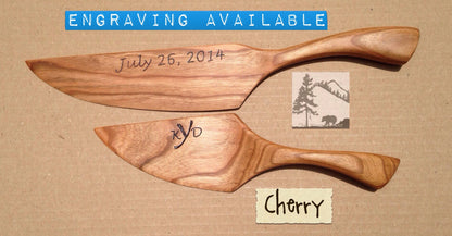 Hickory Wedding cake cutter & server, rustic chic barn farm country western southern vintage outdoor desert  beach  Eco-Friendly